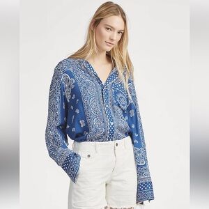 Polo Ralph Lauren Blue Bandana Print Top